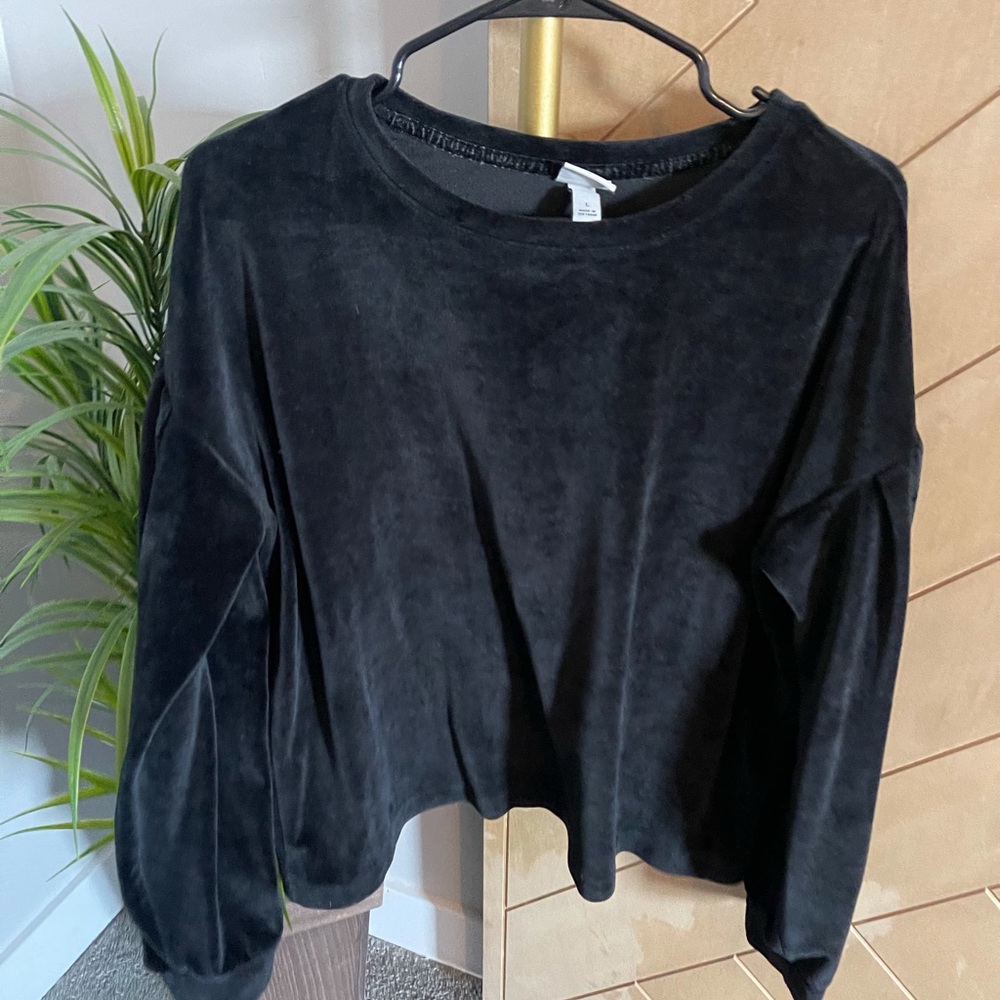 Black velvet sweater